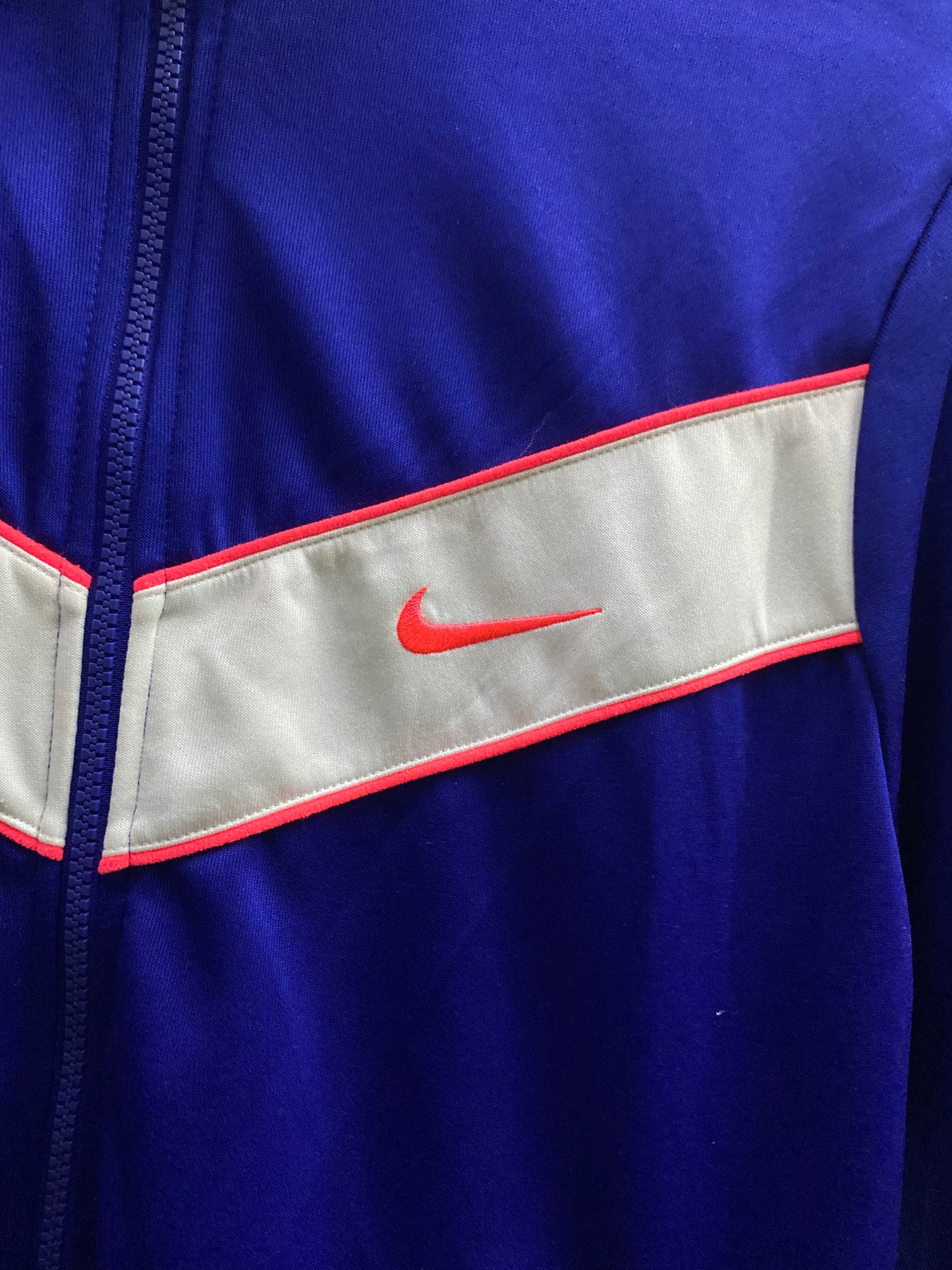 Nike High Neck Navy Blue & White Zip-Up Jacket