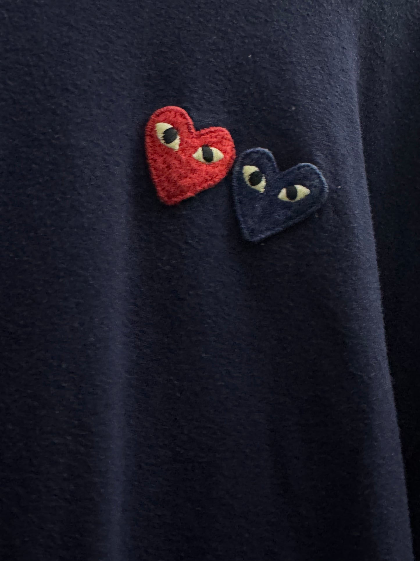 Comme Des Garcons Play Double Hearts Dark Blue Tee