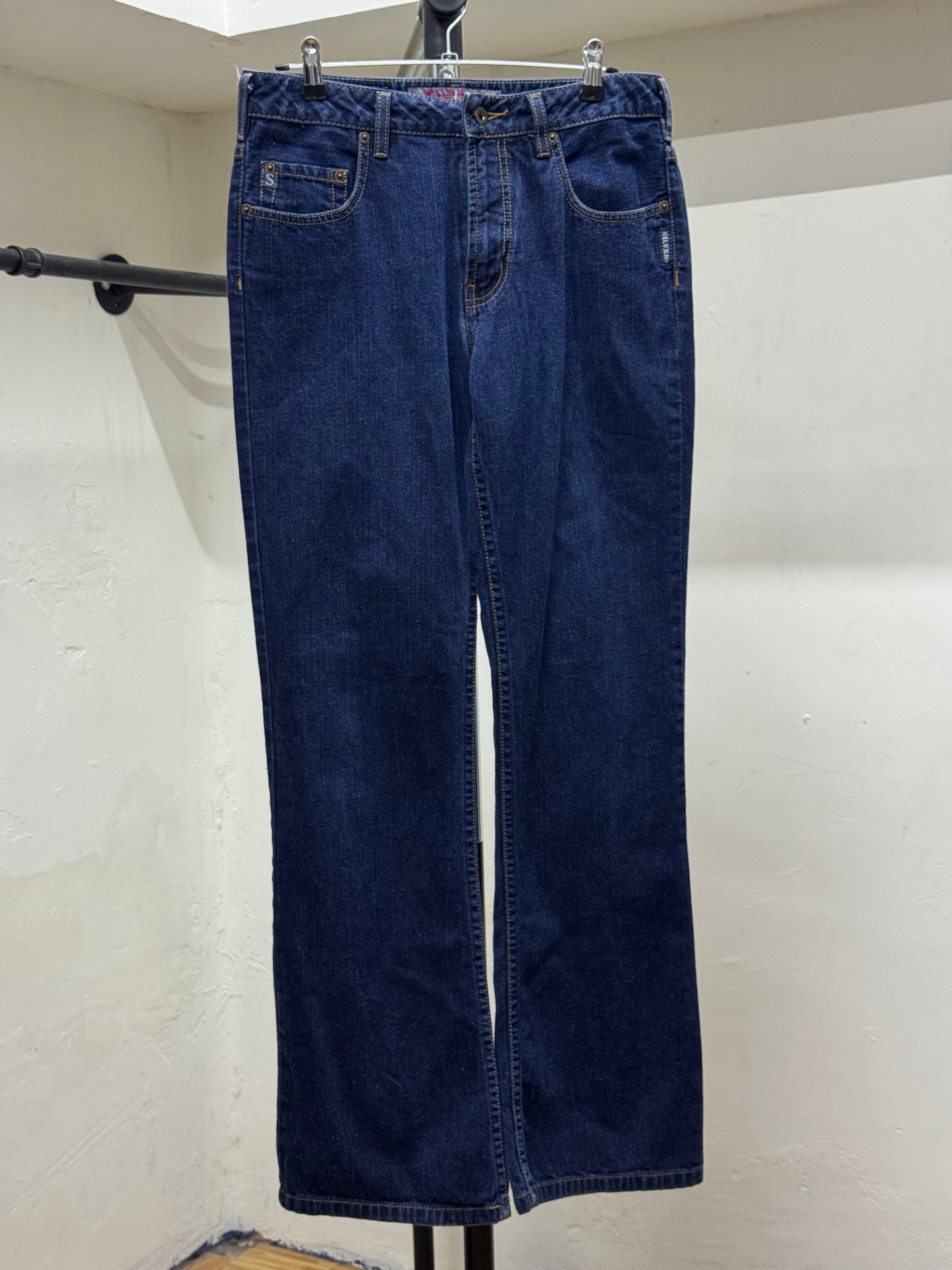 Silver Deep Blue Denim Flared Jeans