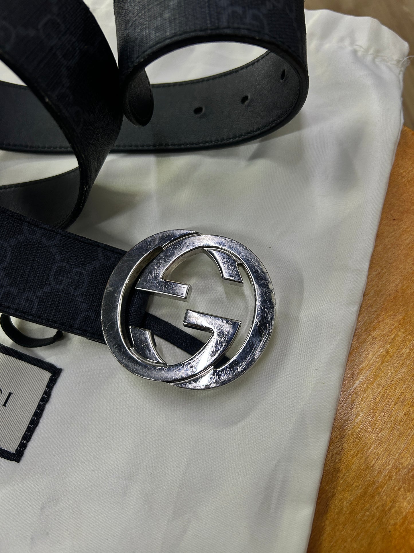 Gucci GG Black Monogram Belt Preowned