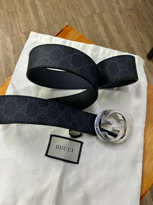 Gucci GG Black Monogram Belt Preowned