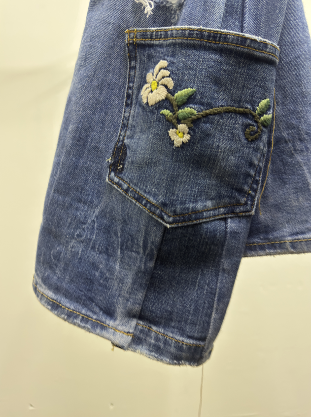 Guess Flowers Ripped Light Blue Jeans