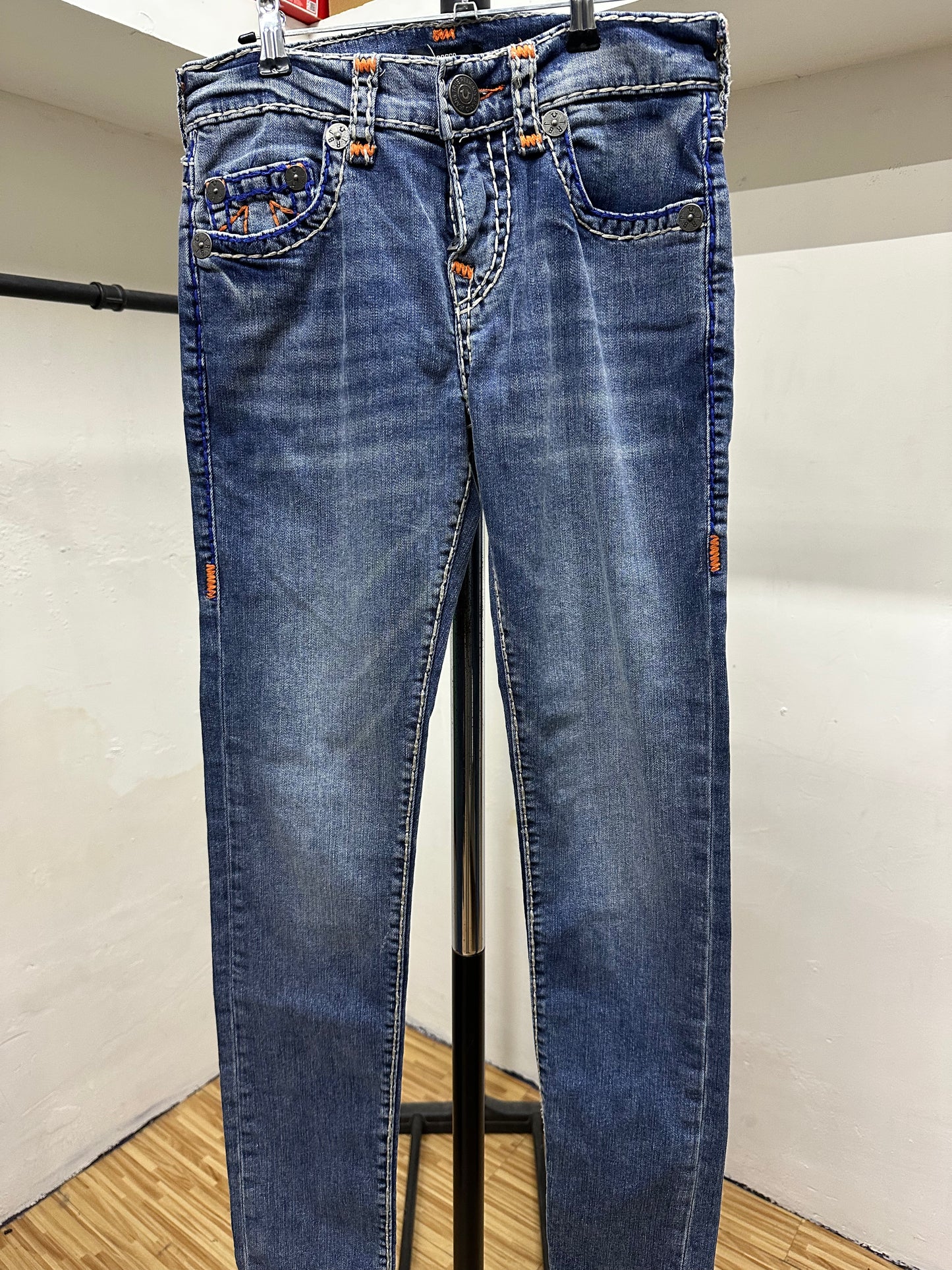 TRUE RELIGION ROCCO SKINNY ORANGE TAG JEANS