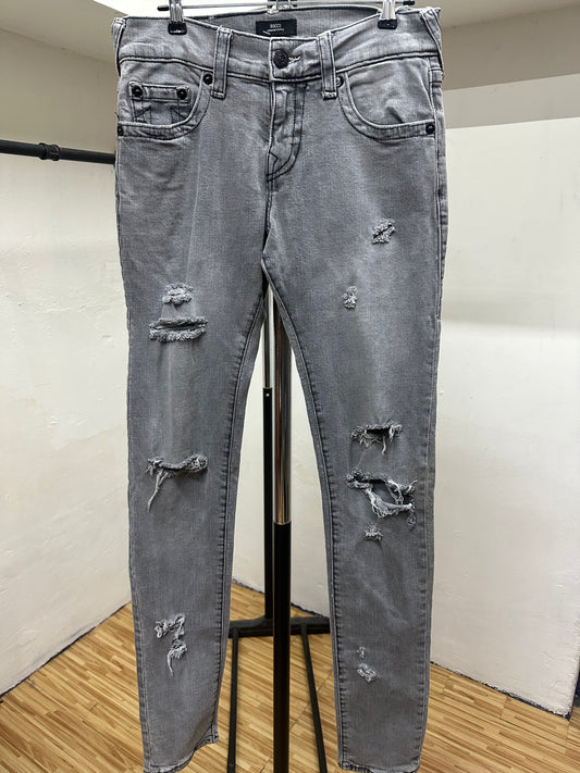 TRUE RELIGION ROCCO SKINNY DARK GREY BLACK TAG JEANS