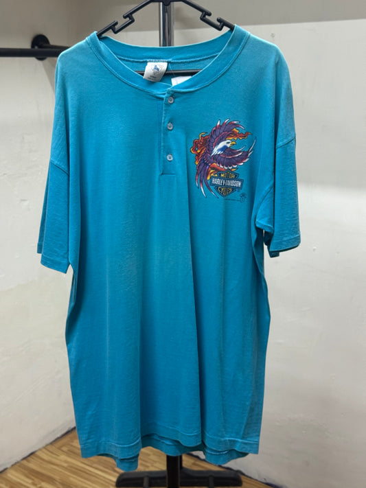 Harley Davidso Eagle Light Blue Button Up Shirt