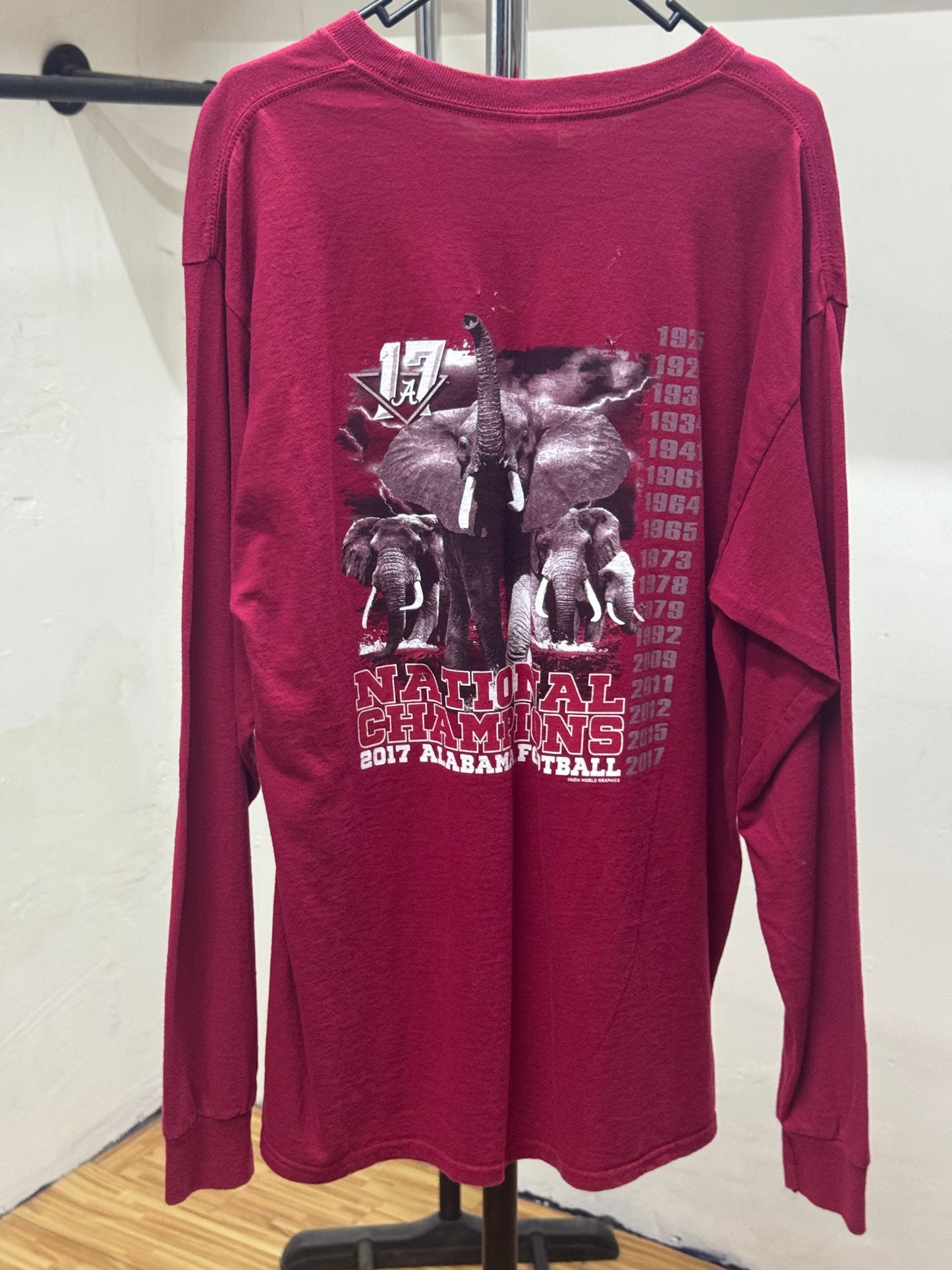 Alabama Football Elephant Red Long Sleeve Shirt