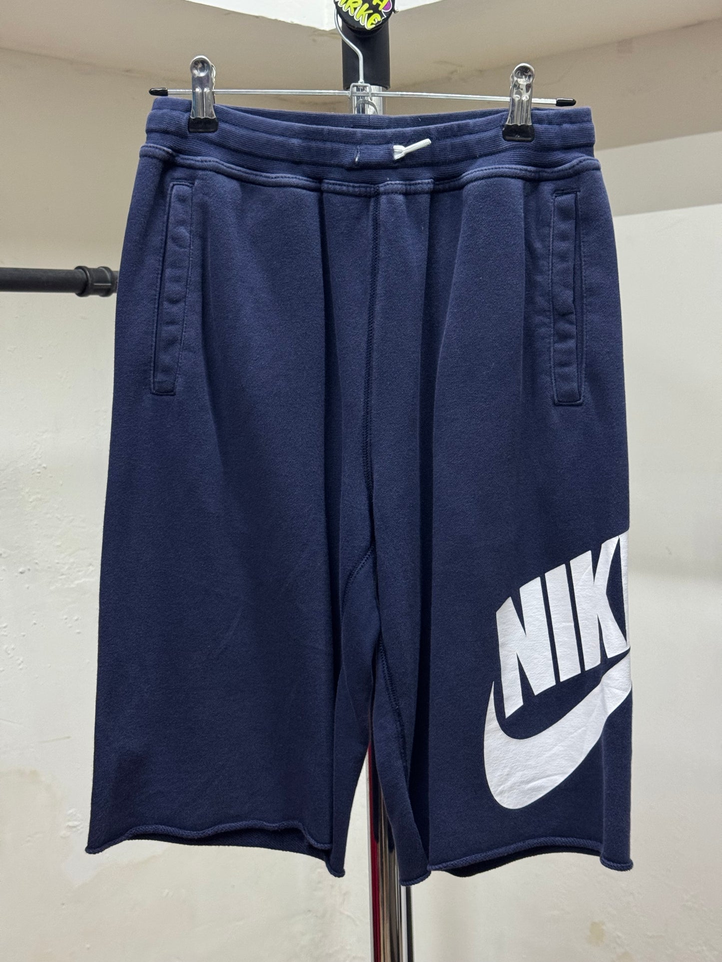 Nike White Logo Blue Shorts