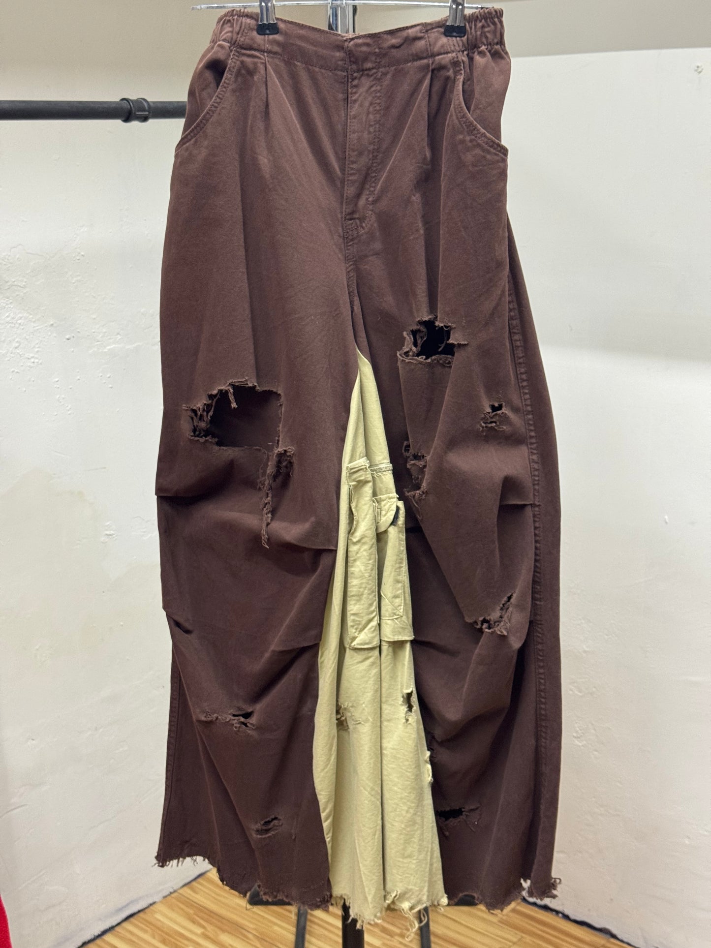 Hick Ripped Bi Color Wide Leg Jeans