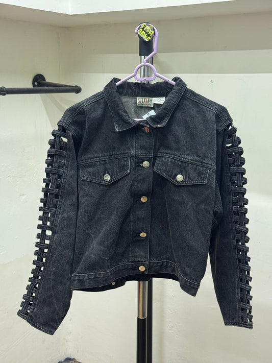 STEFANO Black Denim Cropped Heart Jacket