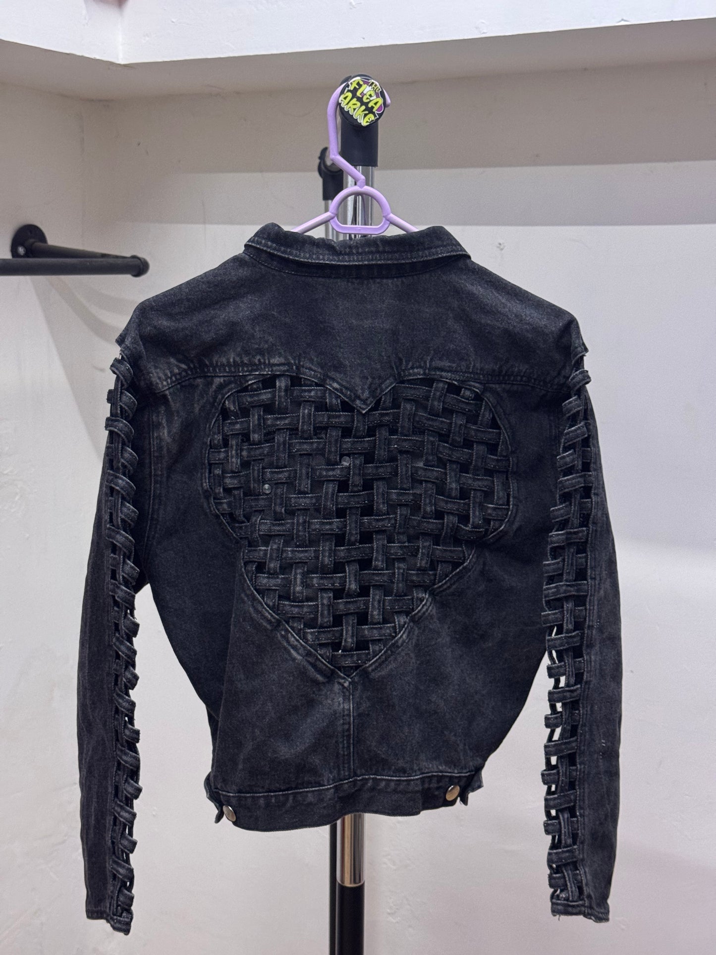 STEFANO Black Denim Cropped Heart Jacket