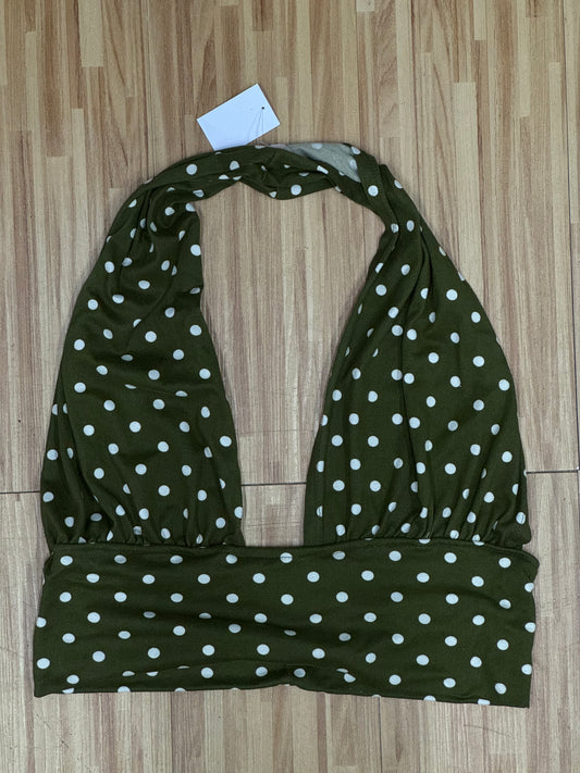 Polka Dot Military Green Halter Top