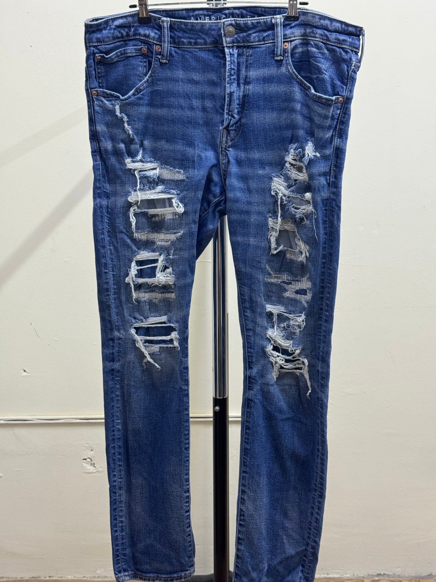 American Eagle Skinny Ripped Blue Denim Jeans