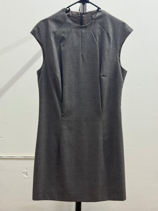 Women's High Neck Brown Squares Pattern Dress