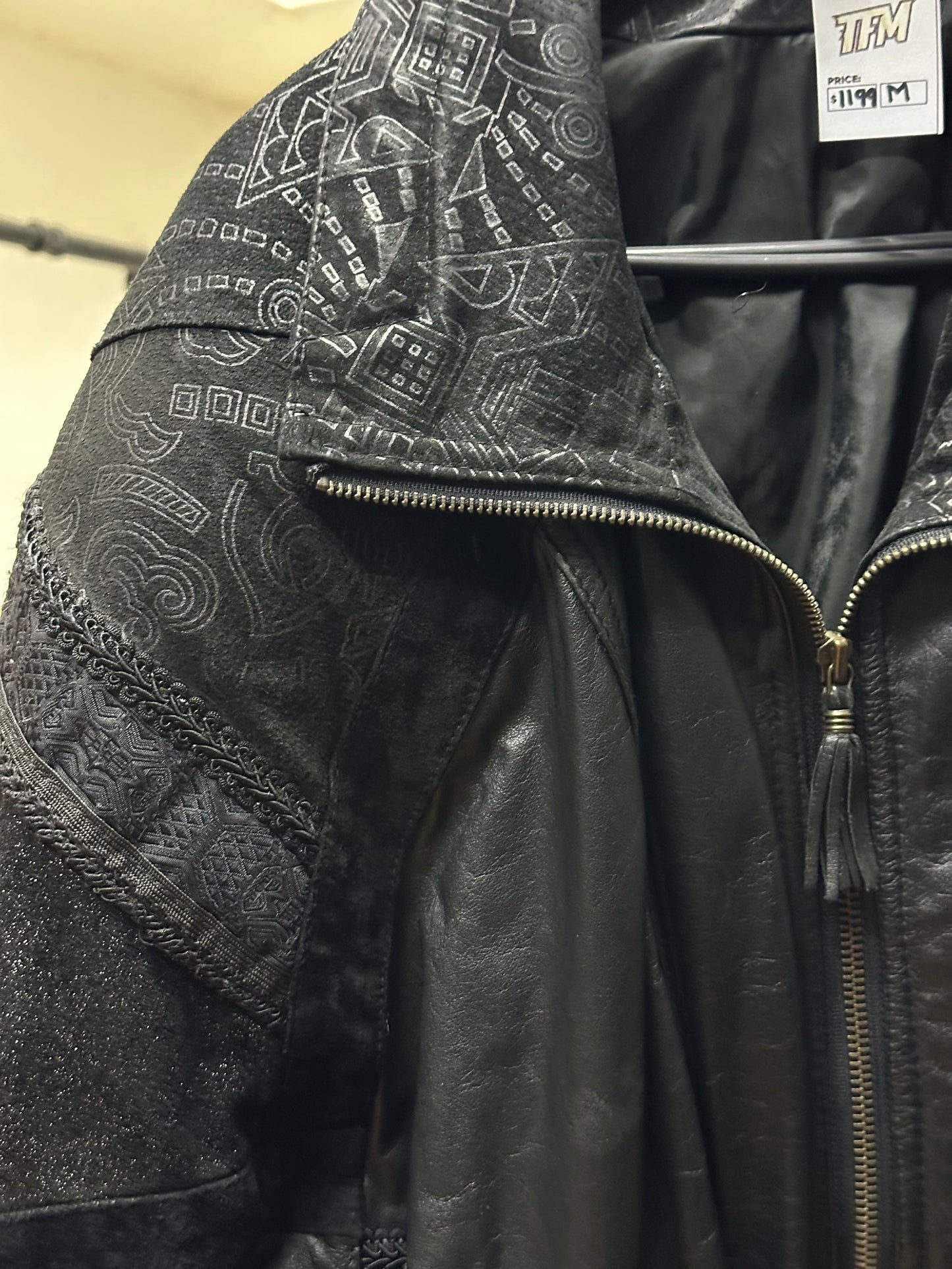 BLACK PATTERN LEATHER JACKET