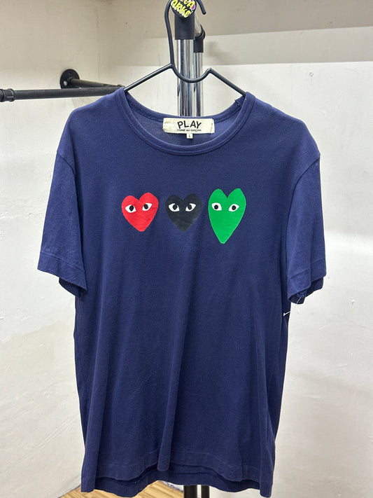 COMME DES GARÇONS TRIPLE HEART NAVY TEE