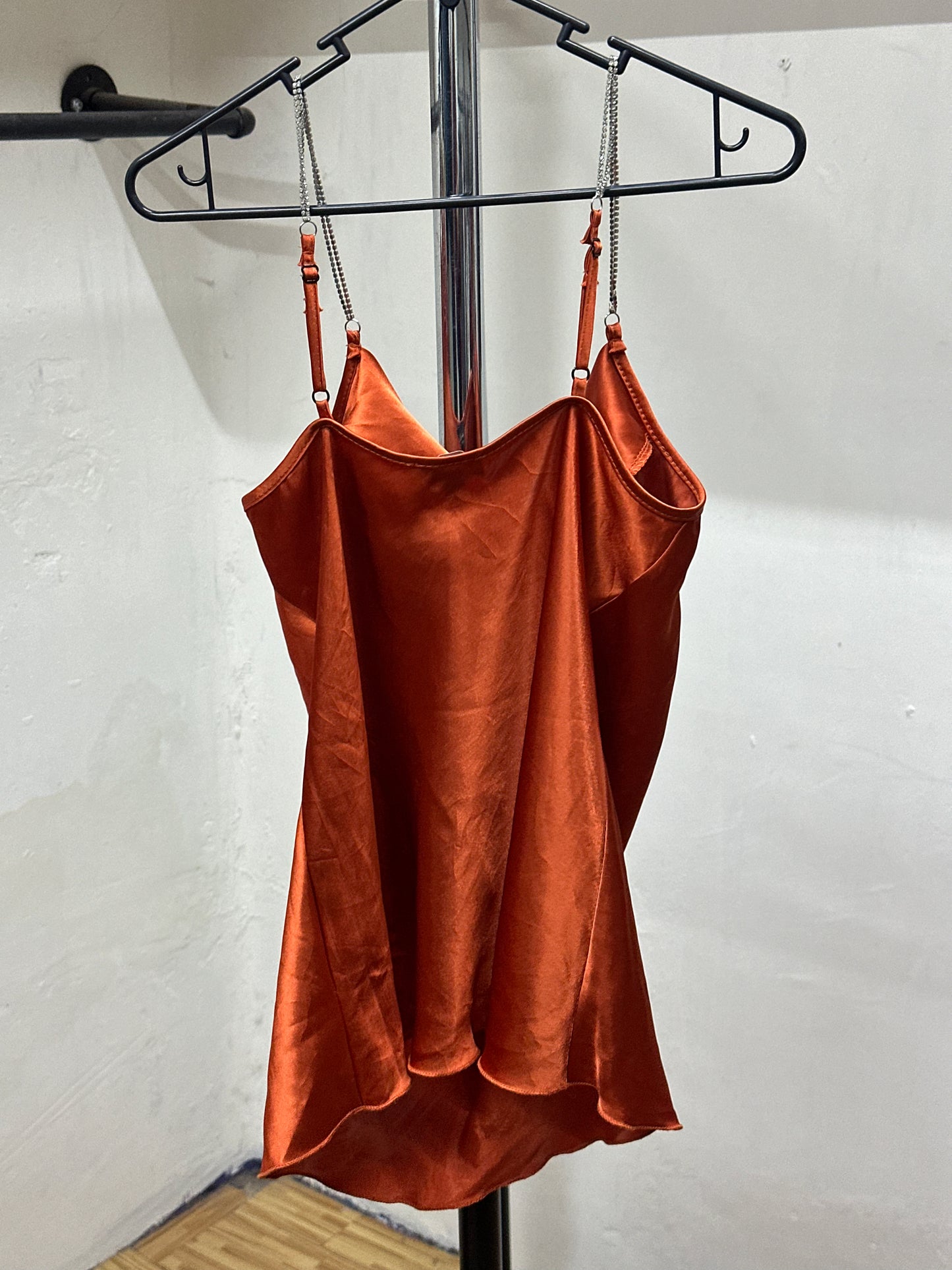NICOLE MILLER ORANGE SATEEN TOP
