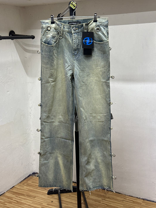 CEECLA LEATHER CAHIN BLECHED JEANS