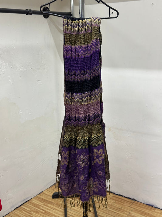 PURPLE FLOWER PATTERN SCARF