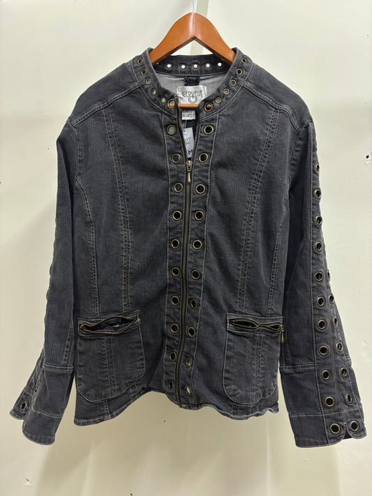 GROMMET DETAIL DENIM JACKET