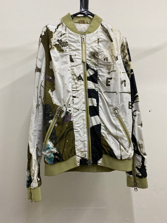 True Religion White & Green Zip-Up Jacket
