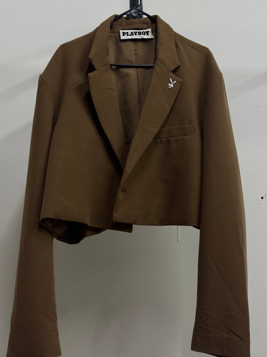 Playboy Cropped Brown Blazer