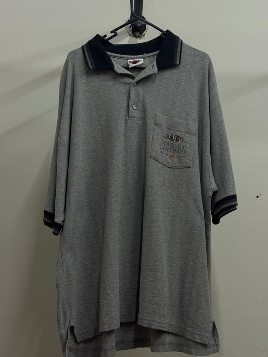 Harley Davidson Black Neck Light Gray Shirt