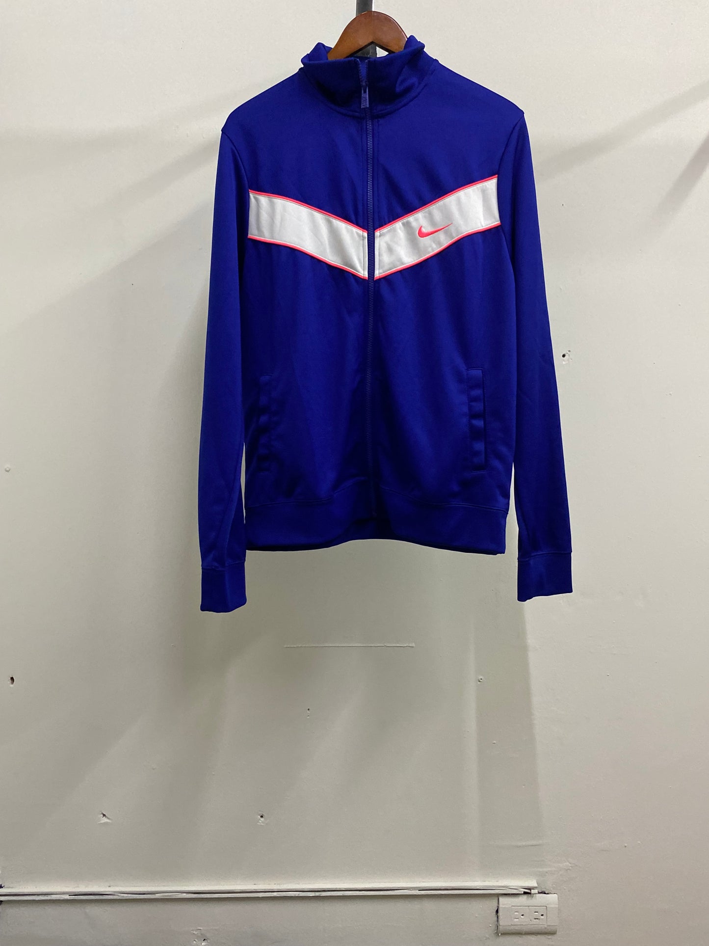 Nike High Neck Navy Blue & White Zip-Up Jacket