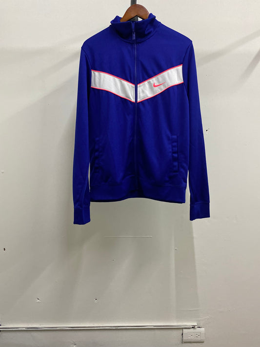 Nike High Neck Navy Blue & White Zip-Up Jacket