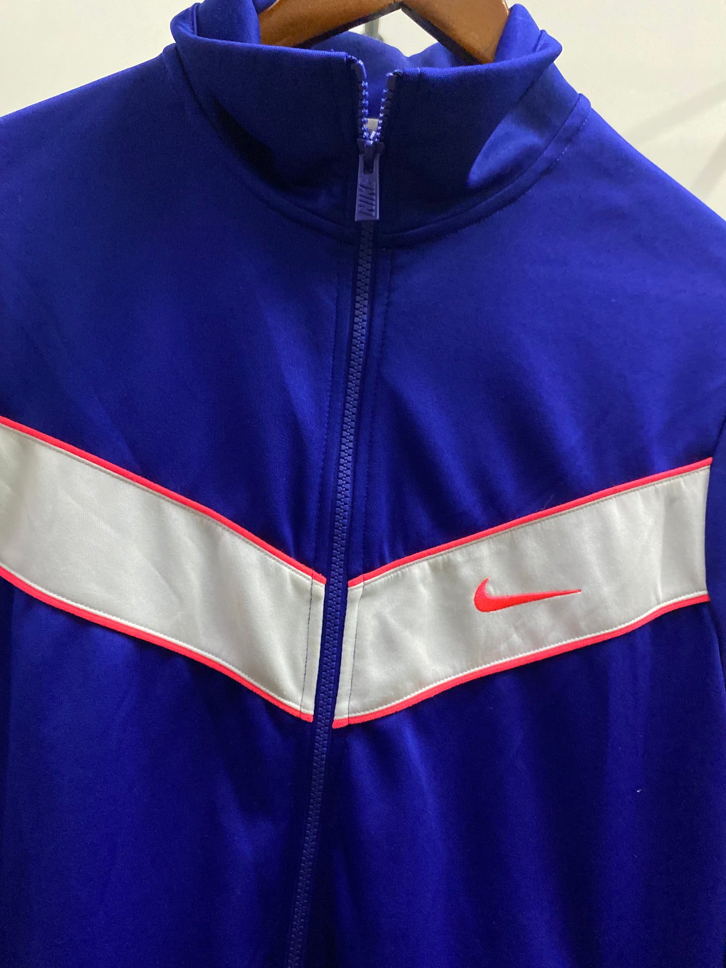 Nike High Neck Navy Blue & White Zip-Up Jacket