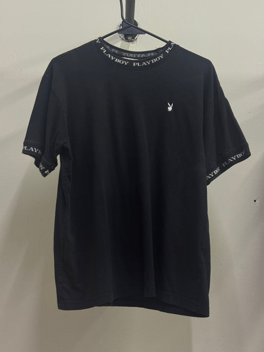 Playboy Round Neck Black Tee