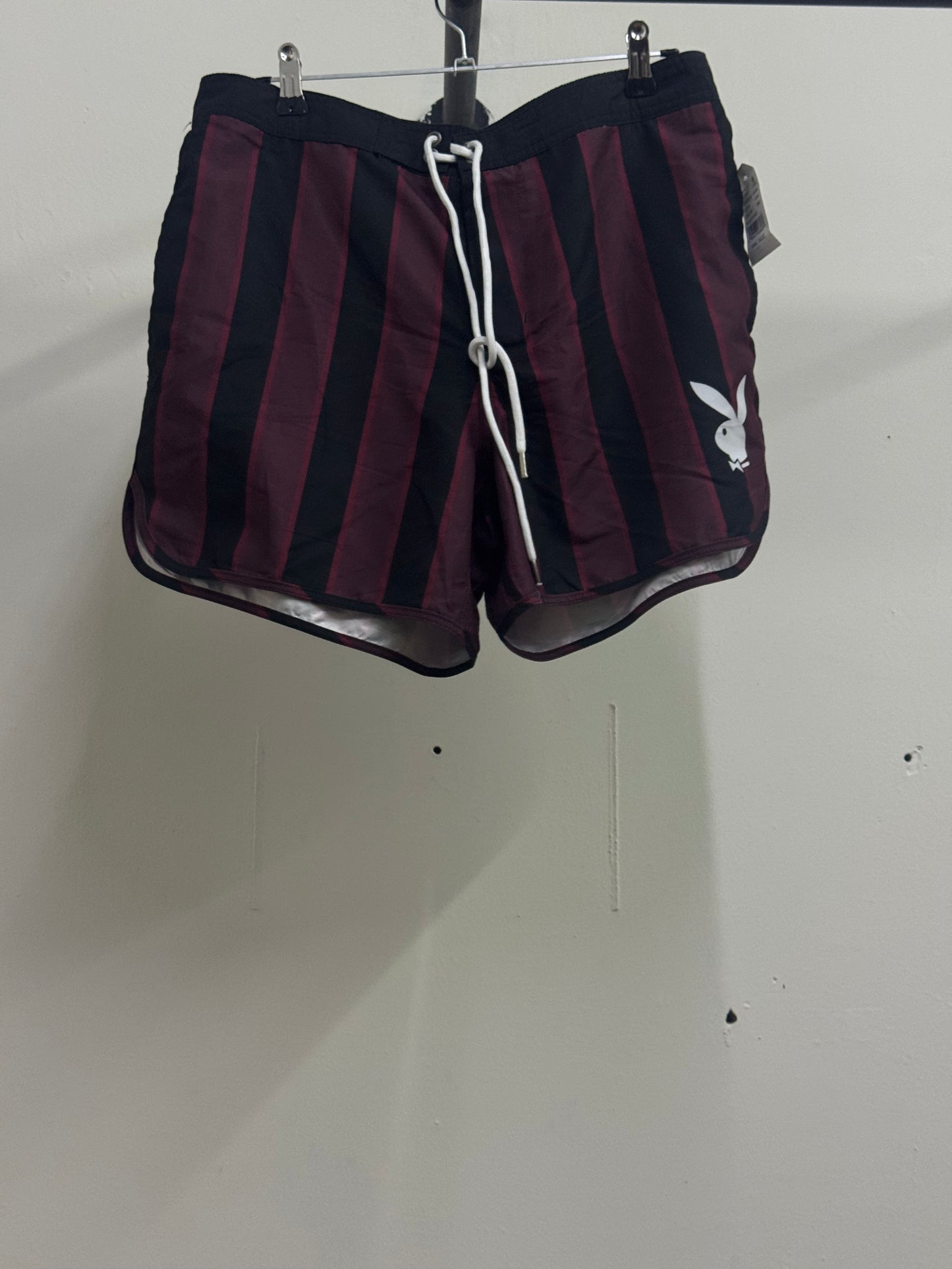 Playboy Black & Burgundy Stripes Shorts