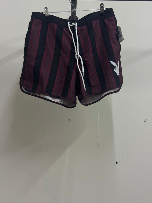 Playboy Black & Burgundy Stripes Shorts