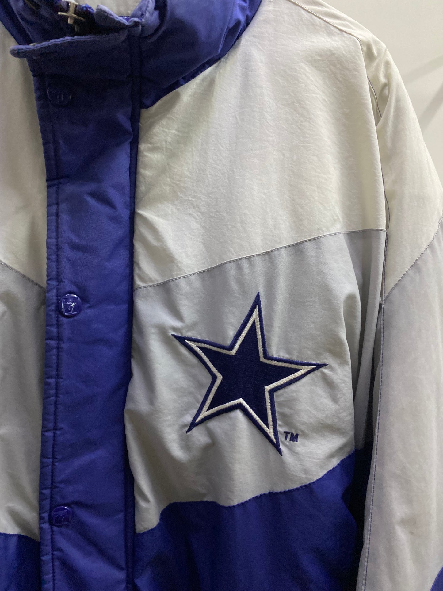 Logo 7 NFL Cowboys High Neck Blue & White Puffer Jacket