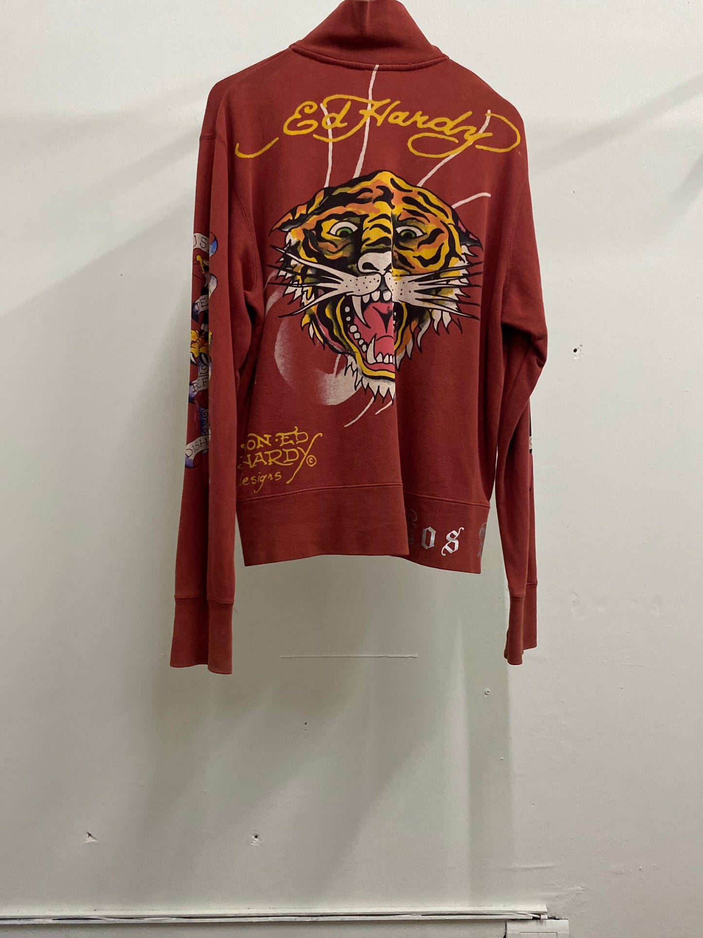 Ed Hardy High Neck Light Red Zip-Up Jacket