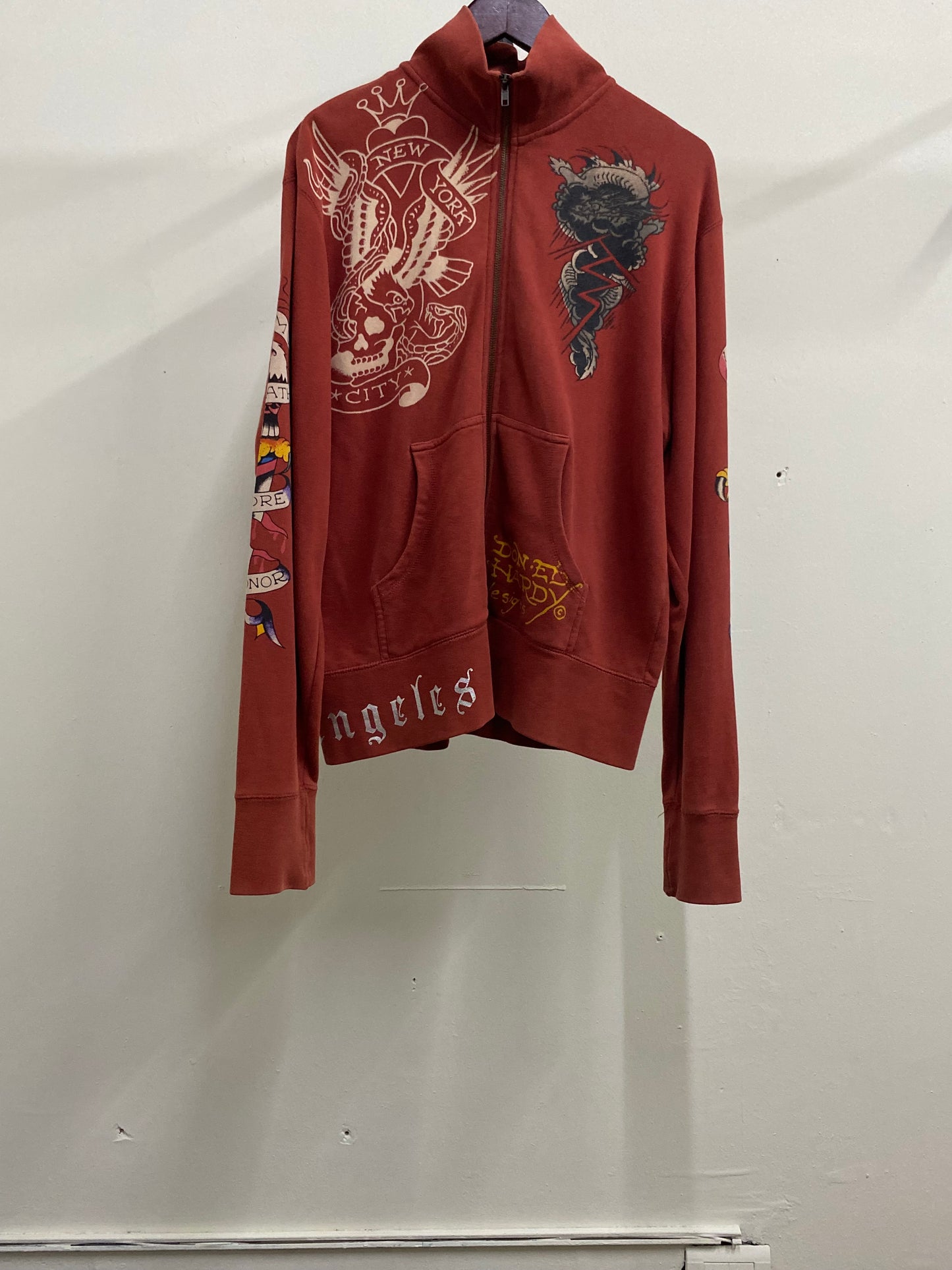 Ed Hardy High Neck Light Red Zip-Up Jacket