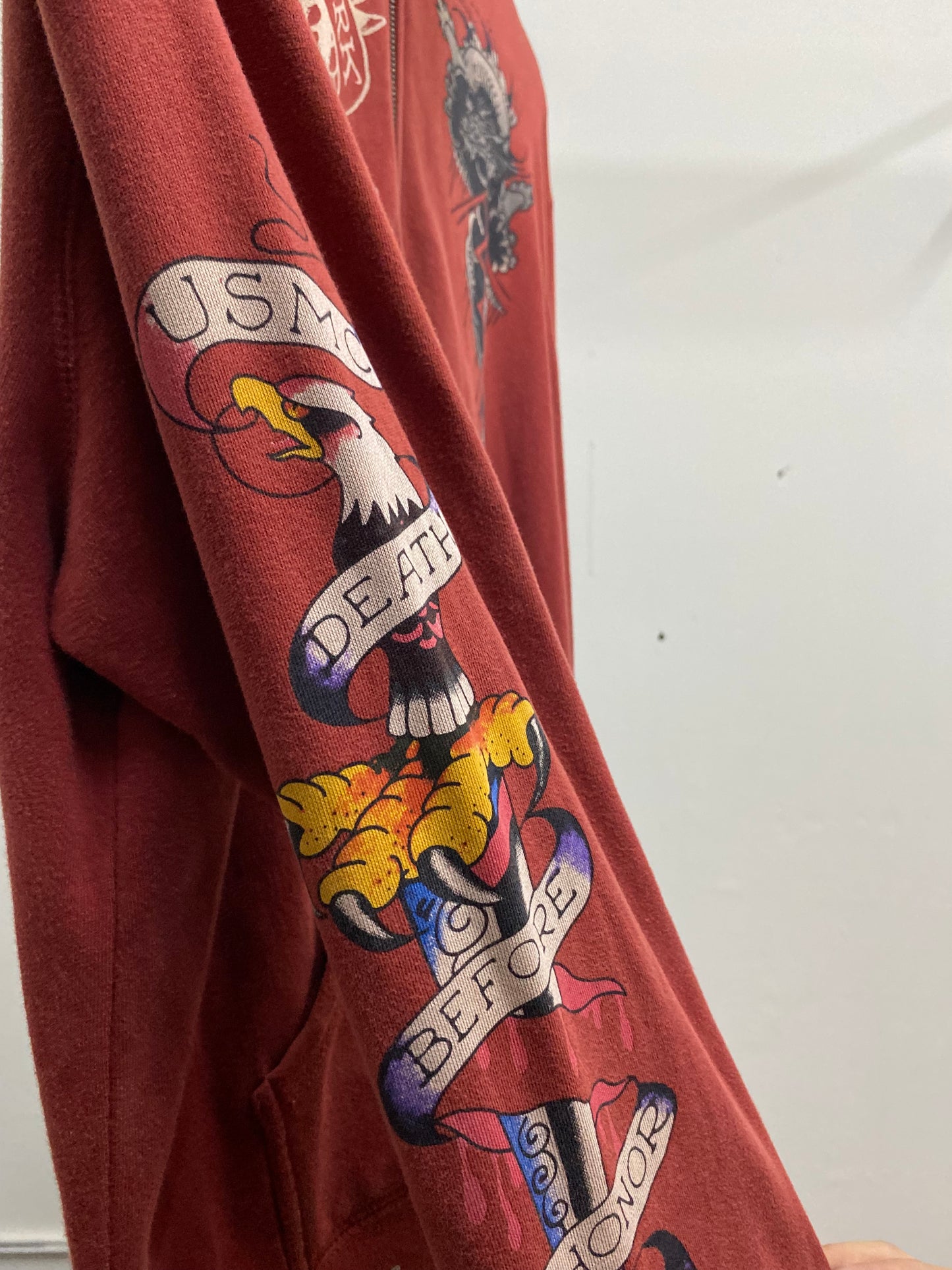 Ed Hardy High Neck Light Red Zip-Up Jacket