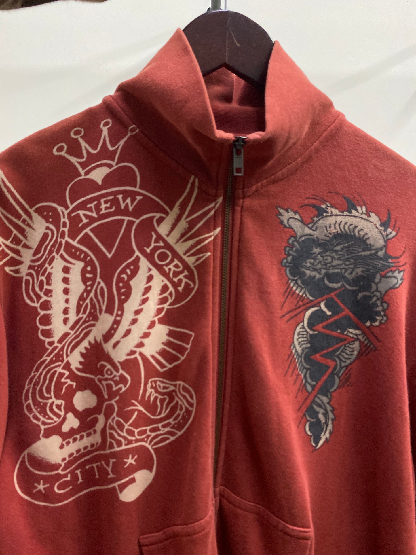 Ed Hardy High Neck Light Red Zip-Up Jacket