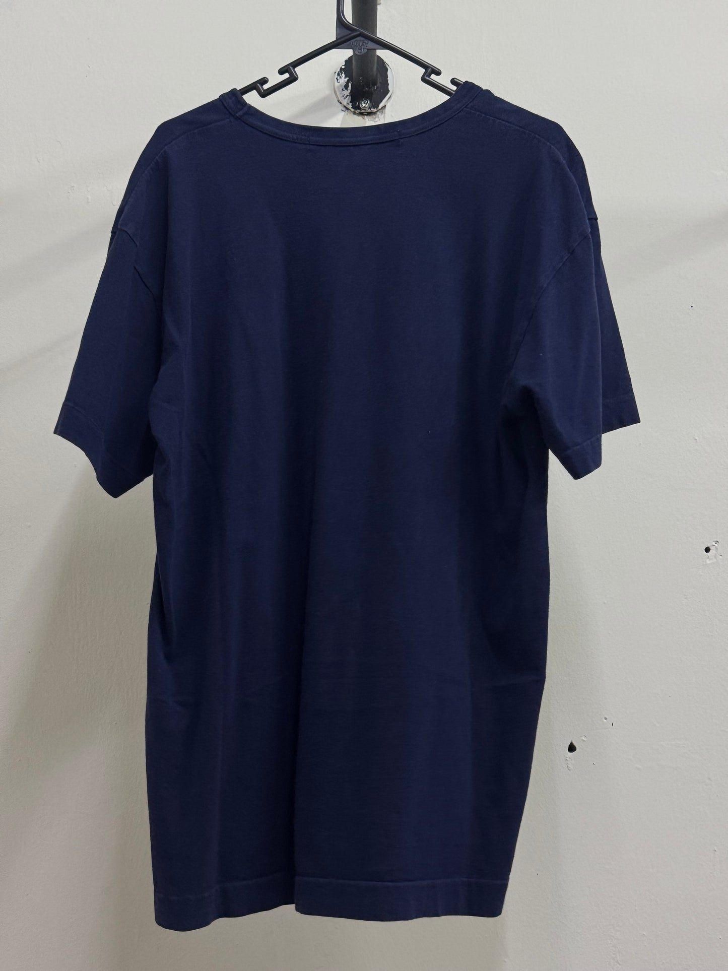 Comme Des Garcons Play Double Hearts Dark Blue Tee