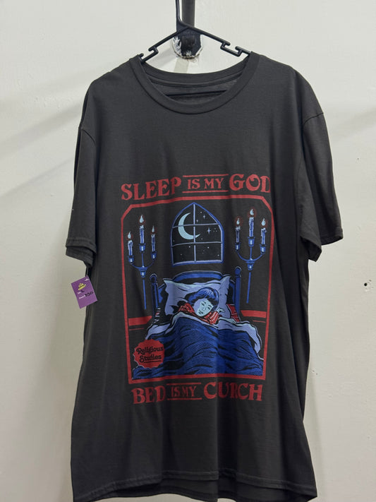 Sleep Is My God Dark Gray Graphic Tee
