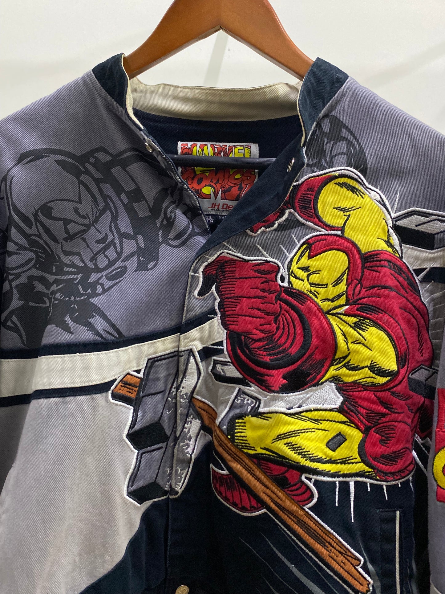 JH Design Marvel Comics Cropped Grey Jacket