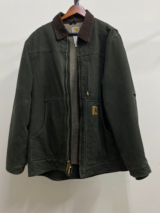 Carhartt Dark Brown Neck Dark Green Zip-Up Jacket