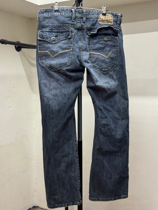 Buffalo Washed Straight Blue Denim Jeans