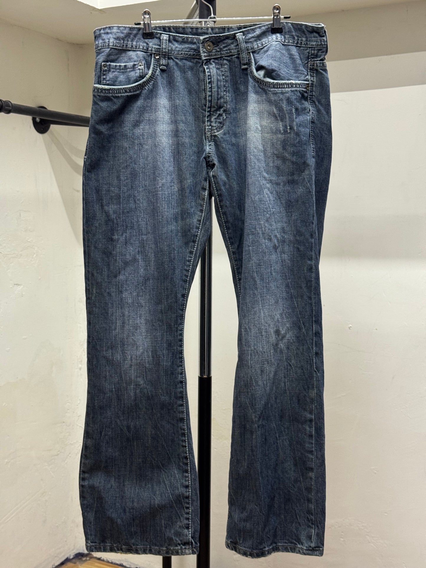 Buffalo Washed Straight Blue Denim Jeans