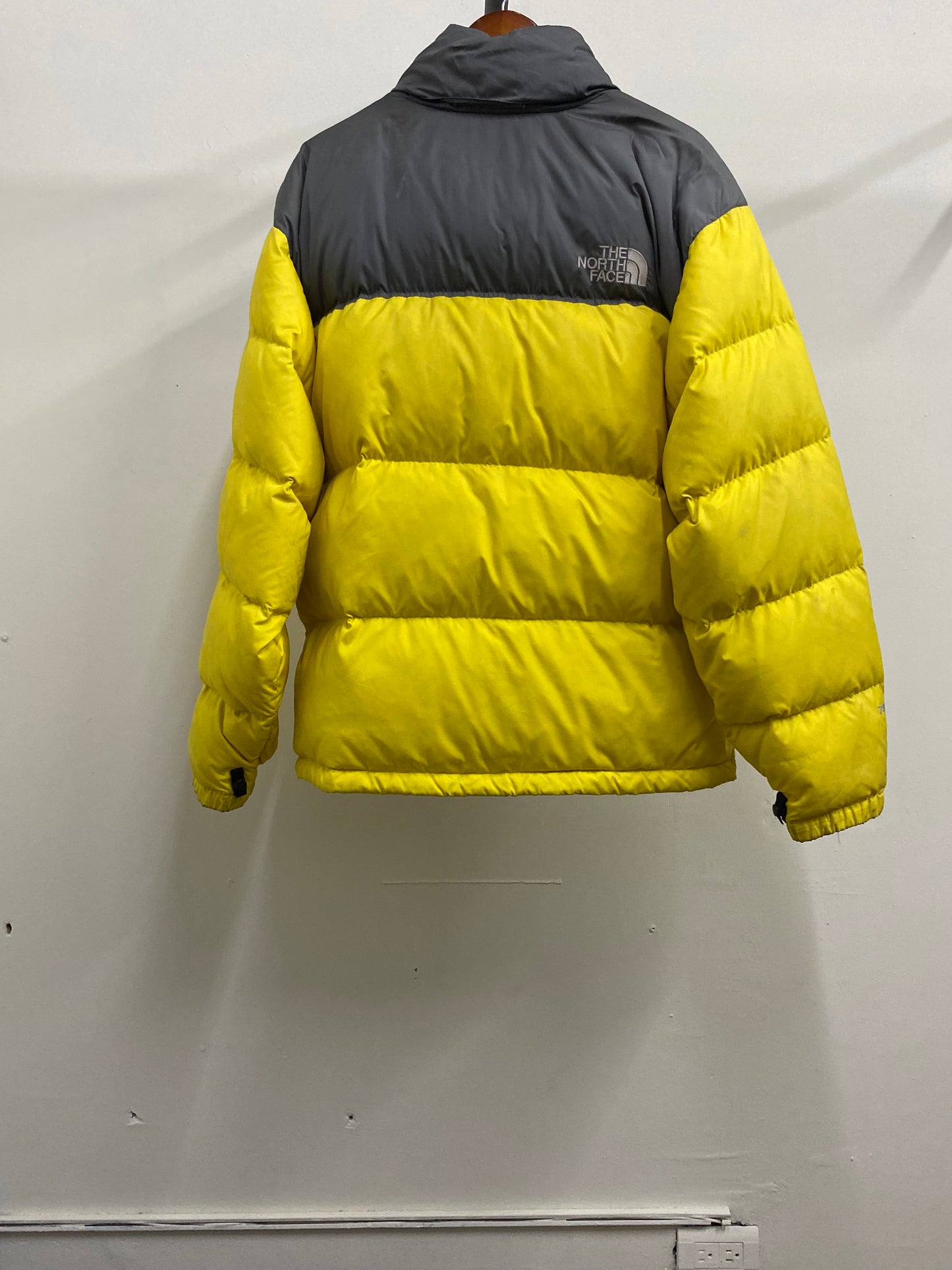 The North Face High Neck Yellow & Grey Zip-Up Puffer Jacket