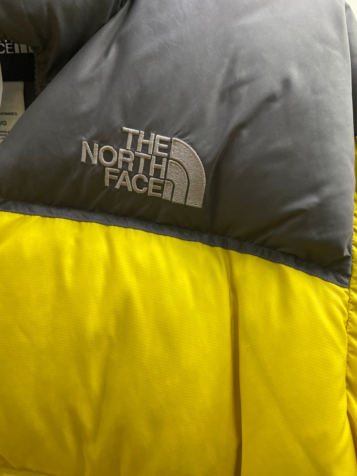 The North Face High Neck Yellow & Grey Zip-Up Puffer Jacket