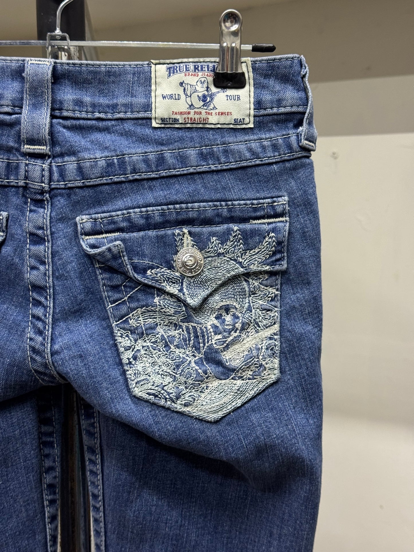 True Religion Back Pattern Blue Denim Jeans