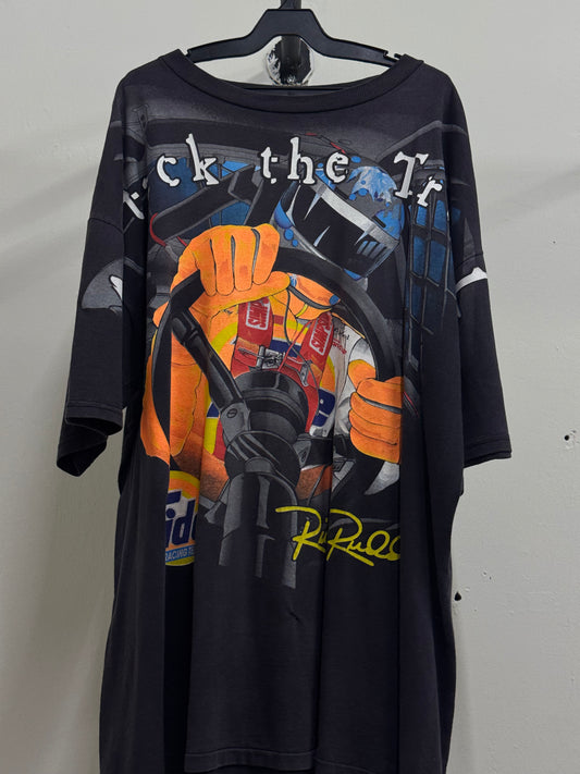 Nascar Vintage 90s Tide Attack The Track Dark Gray Tee