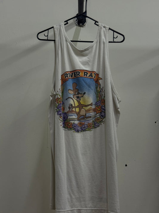 River Rat White Graphic Tank Top