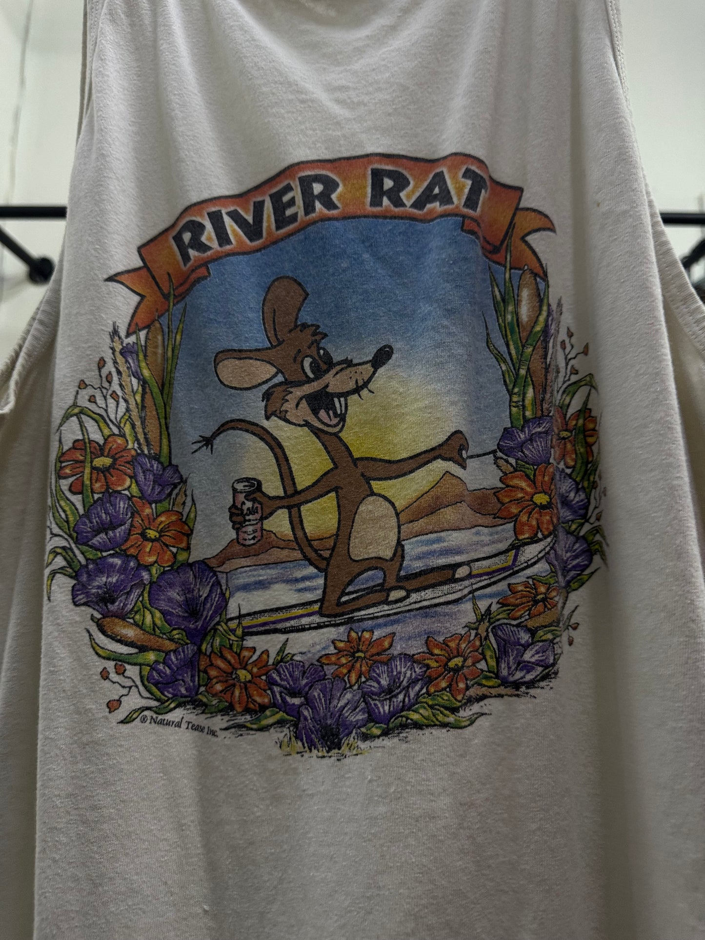 River Rat White Graphic Tank Top
