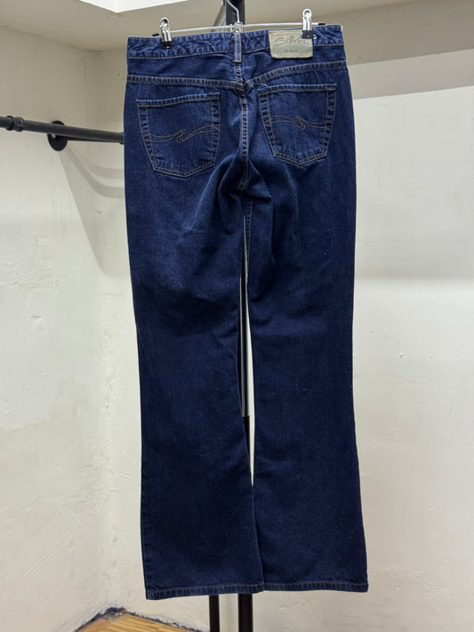 Silver Deep Blue Denim Flared Jeans